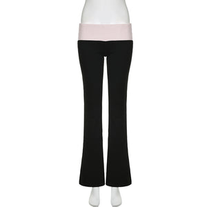 Casual Contrast Color Flare High Waist Sweatpants For Women