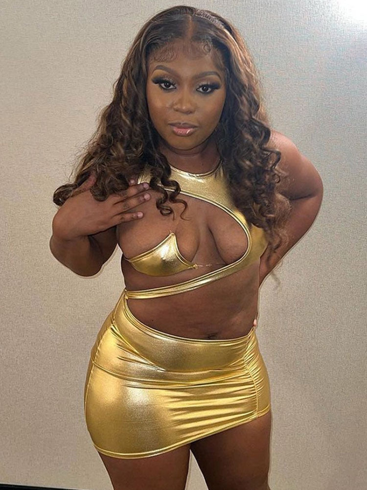 Sexy Slim Hollow Out Bodycon Dress For Women Clothes O-Neck Folding Lace-Up Outfit Street wear Backless