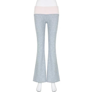 Casual Contrast Color Flare High Waist Sweatpants For Women