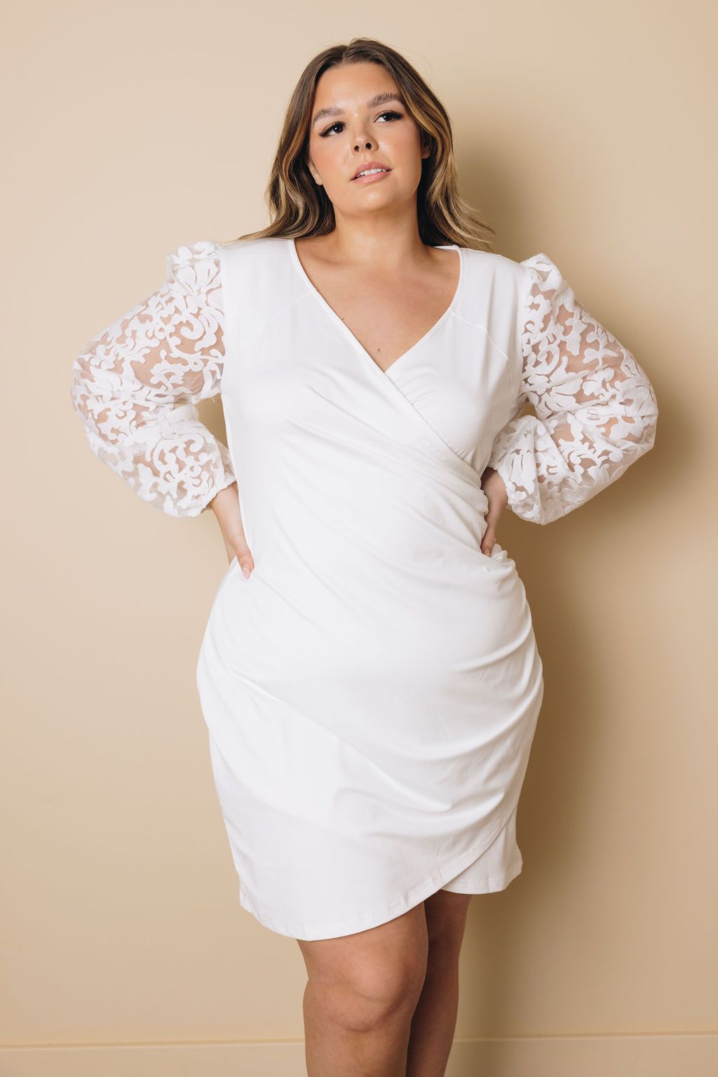 Plus Size Puff Sleeves Dress