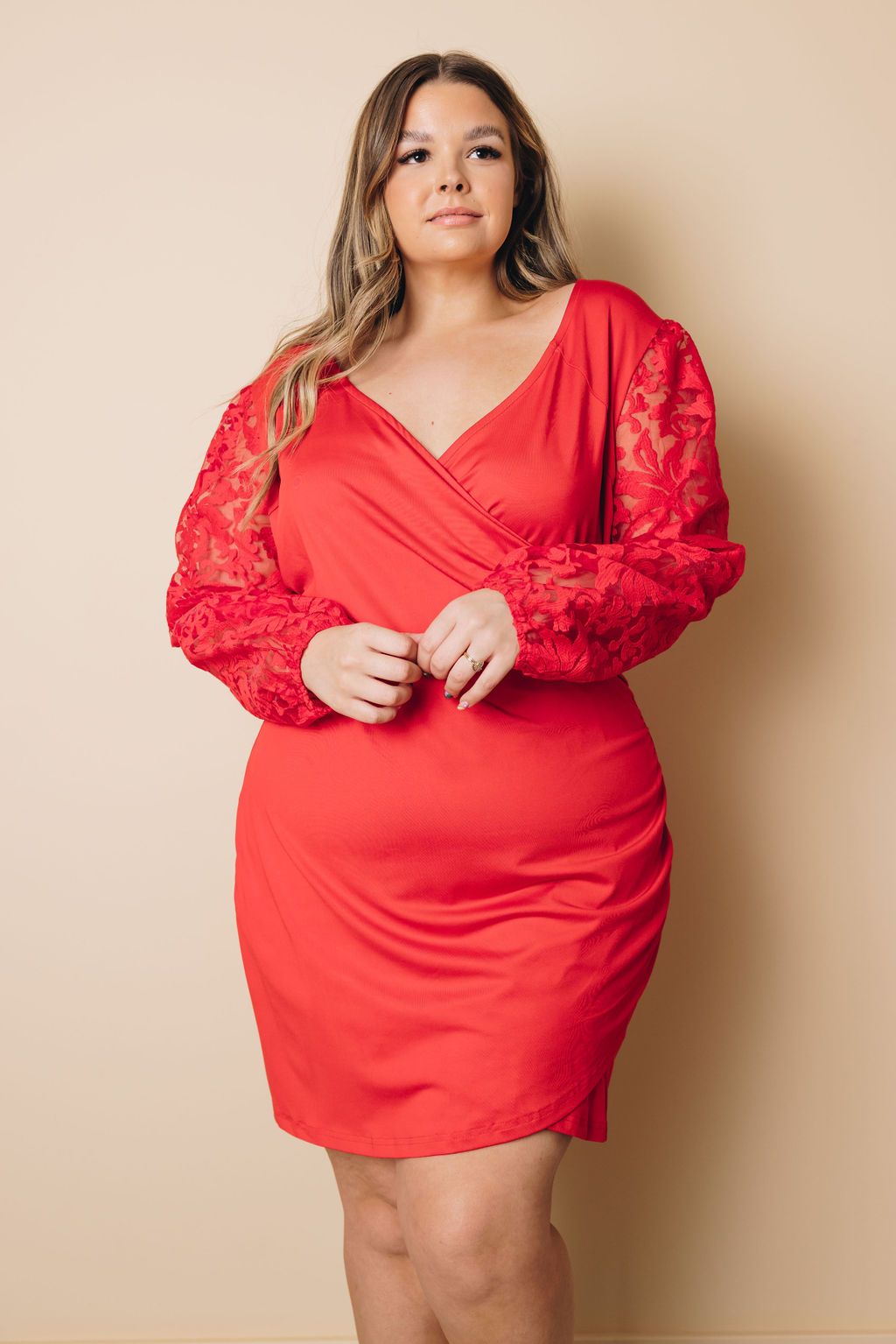 Plus Size Puff Sleeves Dress