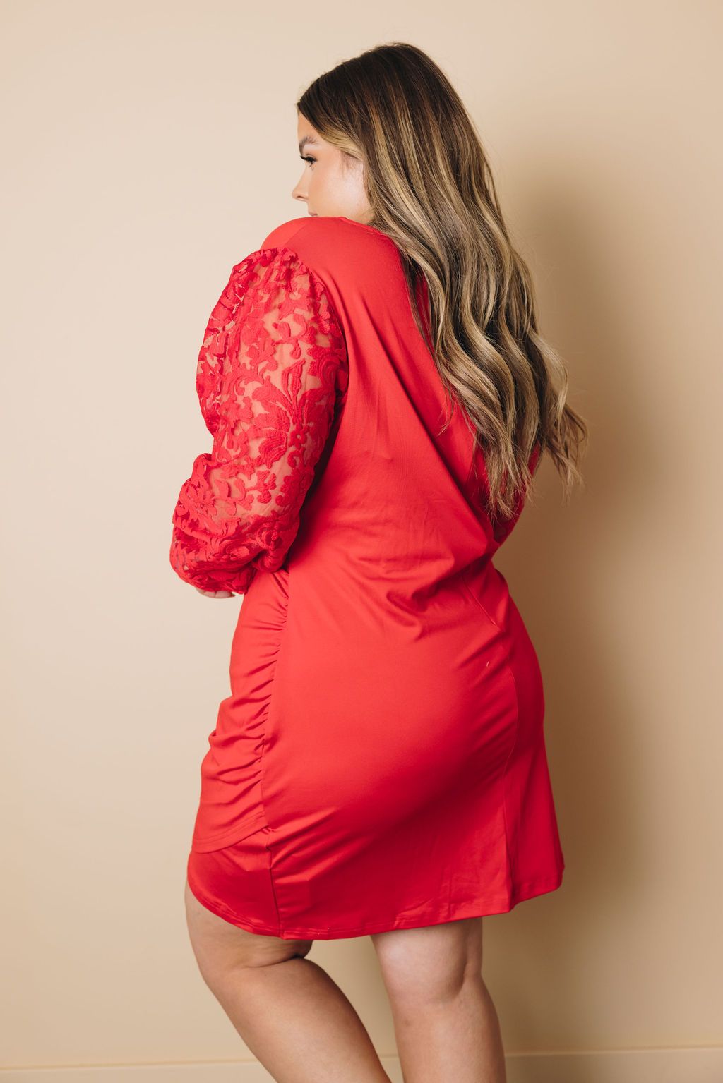 Plus Size Puff Sleeves Dress