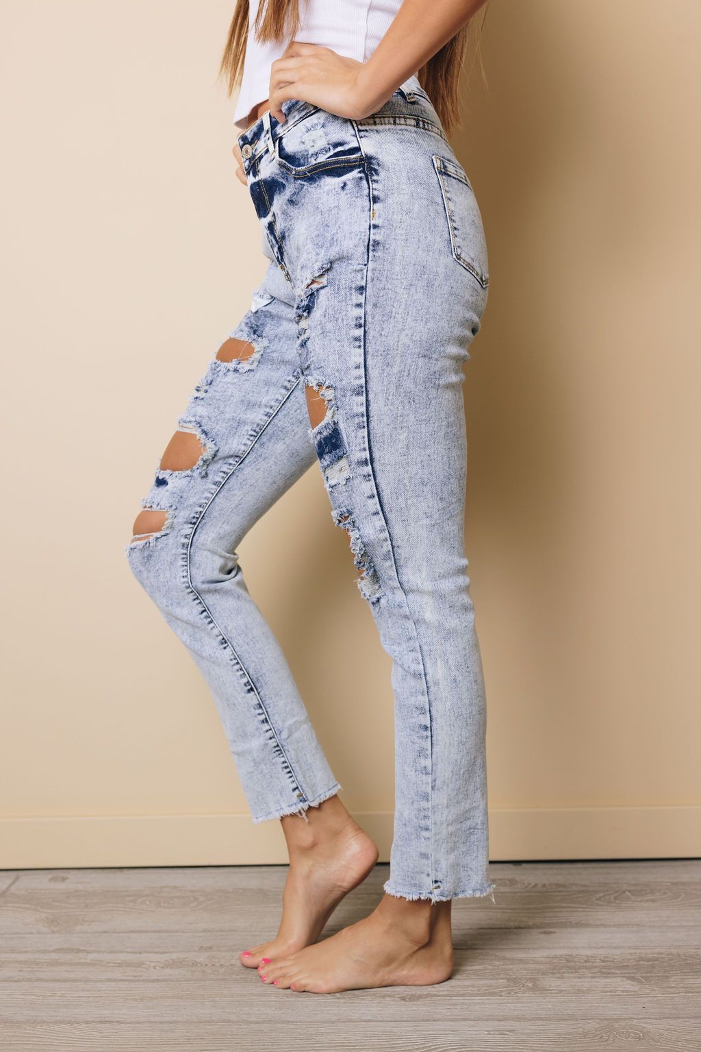 Noralee Ripped Slim-Fit Jeans