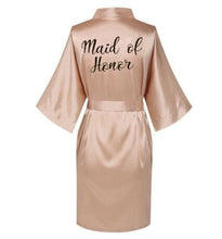 Load image into Gallery viewer, Satin Silk Robes Plus Size Wedding BathRobe Bride Bridesmaid Dress Gown Women Clothing Sleepwear Maid of Honor Rose Gold