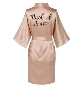 Satin Silk Robes Plus Size Wedding BathRobe Bride Bridesmaid Dress Gown Women Clothing Sleepwear Maid of Honor Rose Gold