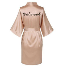 Load image into Gallery viewer, Satin Silk Robes Plus Size Wedding BathRobe Bride Bridesmaid Dress Gown Women Clothing Sleepwear Maid of Honor Rose Gold