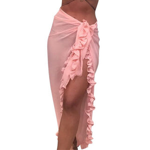 Women Ruffles Sarong Bikini Cover Up Chiffon Wrap/Skirts