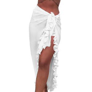 Women Ruffles Sarong Bikini Cover Up Chiffon Wrap/Skirts