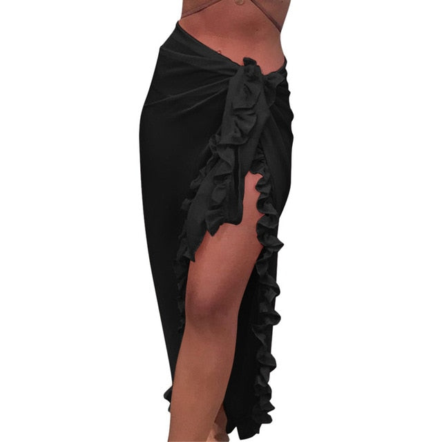 Women Ruffles Sarong Bikini Cover Up Chiffon Wrap/Skirts