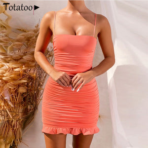 Lace Up V Neck Mini Dress Women Summer Hollow Out Ruffles Sundress