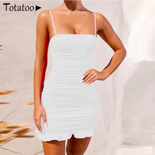 Load image into Gallery viewer, Lace Up V Neck Mini Dress Women Summer Hollow Out Ruffles Sundress