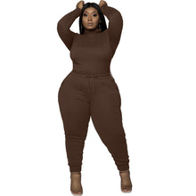 Load image into Gallery viewer, Two Piece Plus Size Women Turtleneck Long Sleeve Top and Pants Set