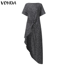 Load image into Gallery viewer, VONDA Women Asymmetrical Blouse Sexy Split Striped Tops