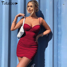 Load image into Gallery viewer, Lace Up V Neck Mini Dress Women Summer Hollow Out Ruffles Sundress