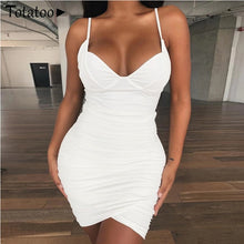 Load image into Gallery viewer, Lace Up V Neck Mini Dress Women Summer Hollow Out Ruffles Sundress