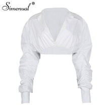 Load image into Gallery viewer, White Puff Sleeve Blouse Shirts Women Long Sleeve Fashion Fall 2021 Clothing Crop Blouses