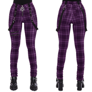 Women Plaid Pants High Waist Streetwear Fashion