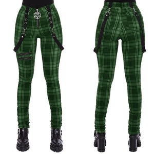 Women Plaid Pants High Waist Streetwear Fashion