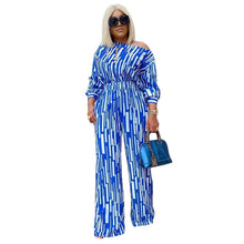 Load image into Gallery viewer, Plus Size Women Clothing Two Piece Set Long Sleeve Striped Tops and Pants Sets Loose Fitted