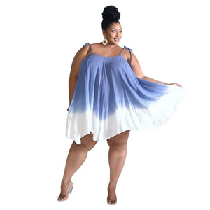 Plus Size Summer Dress Women Clothing Fashion Printing Halter Blue Loose Sexy Mini Dresses