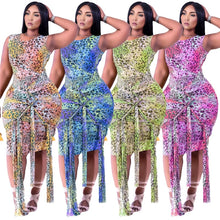 Load image into Gallery viewer, Plus Size Clothing Women Tie Dye Dress Summer Leopard Bodycon Elegant Bandage Maxi Dresses with Belt