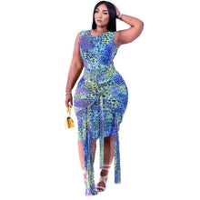 Load image into Gallery viewer, Plus Size Clothing Women Tie Dye Dress Summer Leopard Bodycon Elegant Bandage Maxi Dresses with Belt