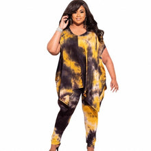 Load image into Gallery viewer, Plus Size Long Tops And Pant Suits Summer Fashion Tie Dye Casual Two Piece Outfits