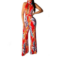 Load image into Gallery viewer, Women Halter Print Plus Size Sleeveless Jumpsuit Pants Casual Wide Leg Playsuit