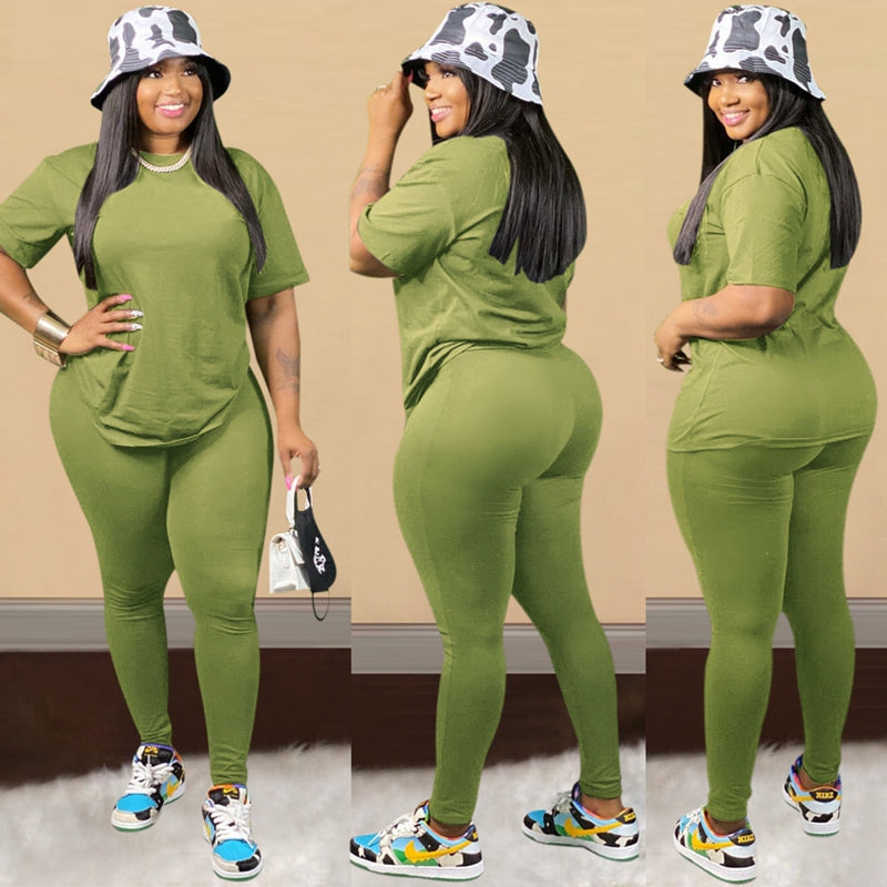 Plus Size Two Piece Pants Set Women Black Red T Shirt Top and Pants Sport Set Women Suits Casual 2 Piece Tracksuits Women Set