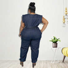 Load image into Gallery viewer, Plus Size Women Clothing Denim Jumpsuit Wide Leg Pant