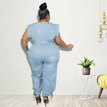 Load image into Gallery viewer, Plus Size Women Clothing Denim Jumpsuit Wide Leg Pant