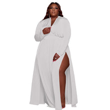 Load image into Gallery viewer, Plus Size Dresses For Women Fashion Casual Split Long Sleeve V Neck Sexy Dress