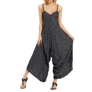 V-Neck Bandage Loose Jumpsuit